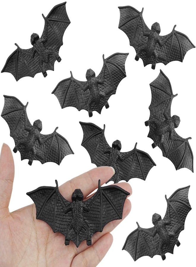 SaktopDeco 4 Inch Black Bats Halloween Decoration Mini 3D Bat Plastic Toy Party Artificial Bats for Crafts Creepy Scary Prank Toys - Image 3